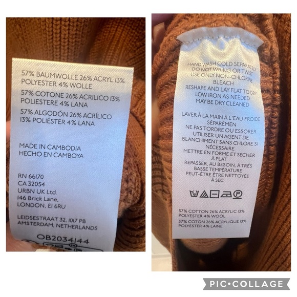 NWT new Anthropologie small fits medium mock neck sweater mini dress brown tan - Picture 8 of 16